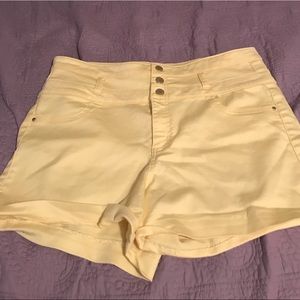 High waisted yellow shorts